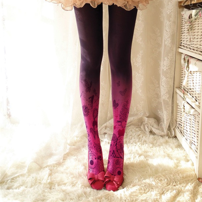Мода Печати Боја Хулахопки Жените Pantyhose Чорапи Трикотаж