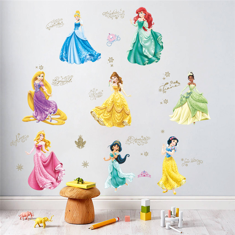 Бајка Девојка Ѕид Налепници Принцеза Постер DIY Отстранлив Деца Ѕид Decals Оркестарот Детска Соба Расадник Mural Декоративна