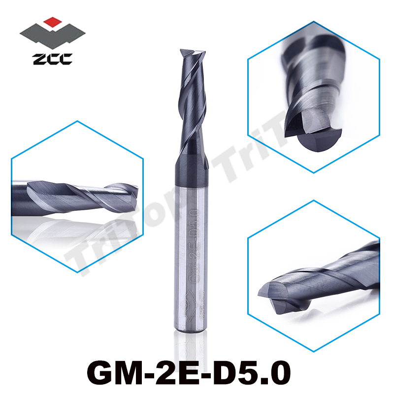 5pcs/многу ZCC алатка ГМ-2E-D5.0 волфрам Карбид кобалт легиран cnc крајот мелници 2 flute 5.0 мм дијаметар мелење машина
