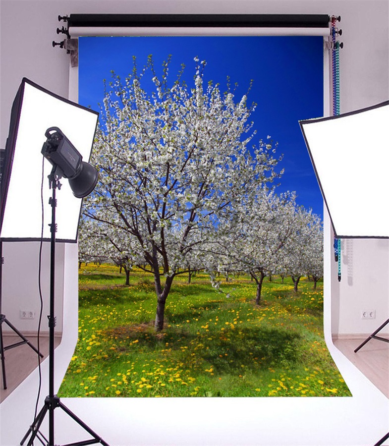 Laeacco Пролет Цветни Дрвја Florets Сценско Фотографија Backdrops Винил Фото Позадина Прилагодено Позадини Реквизити