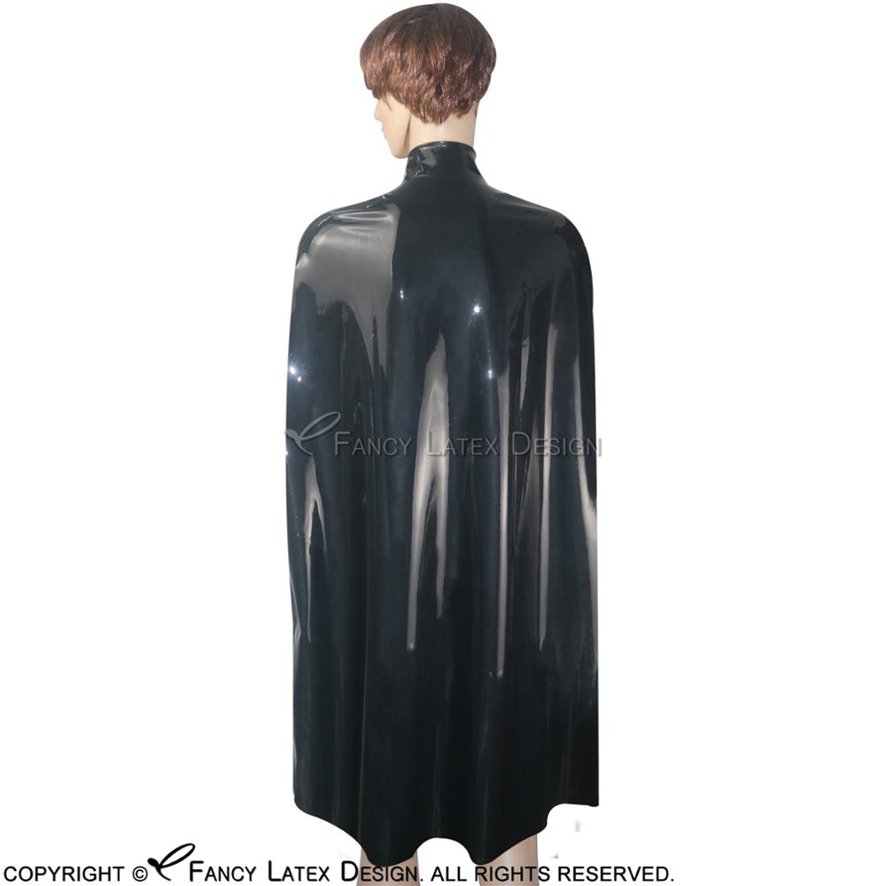 Црна Секси Латекс Облека без Ракави Со Копчиња На Предната Гума Кејп Јакни Врвот YF-0006
