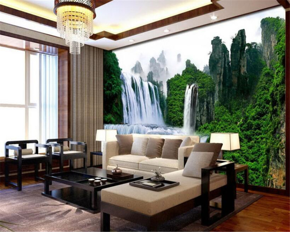 Beibehang Обичај Фото Позадина Mural Пејсажот Сликарство HD Водопад Планина И Вода ѕид мурали за дневна соба