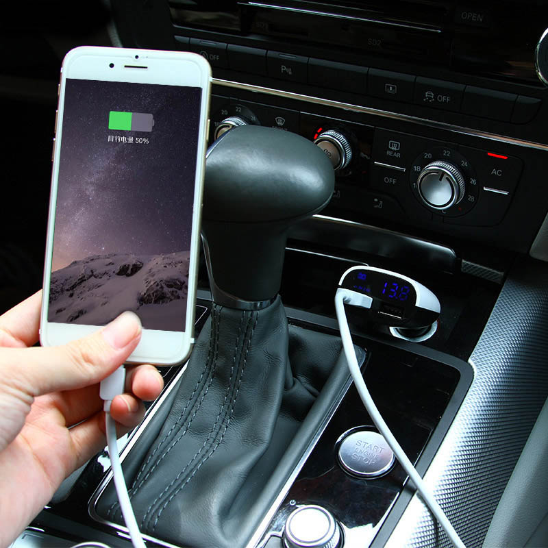 USB Автомобил-Полнач со LED Екран на Smart Авто Автомобил Адаптер за полнење Полнење за iPhone 7 8 Samsung Xiaomi Автомобил Мобилен Телефон полначи