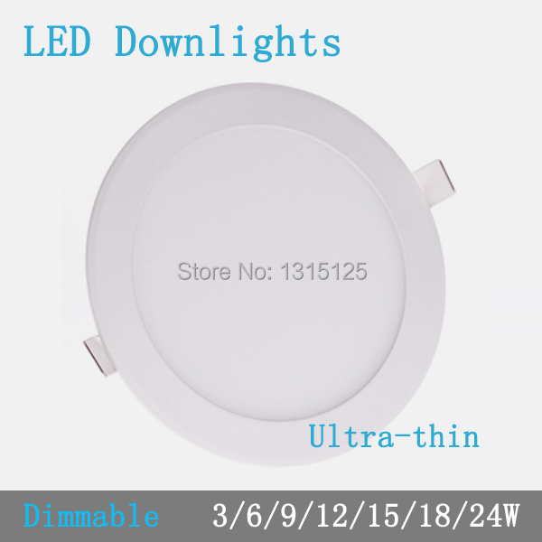 Дебелина 3W/6W/9W/12W/15W/18W/24W круг dimmable LED вградна светилка итни LED panel / painel светлина светилка за спалната соба luminaire