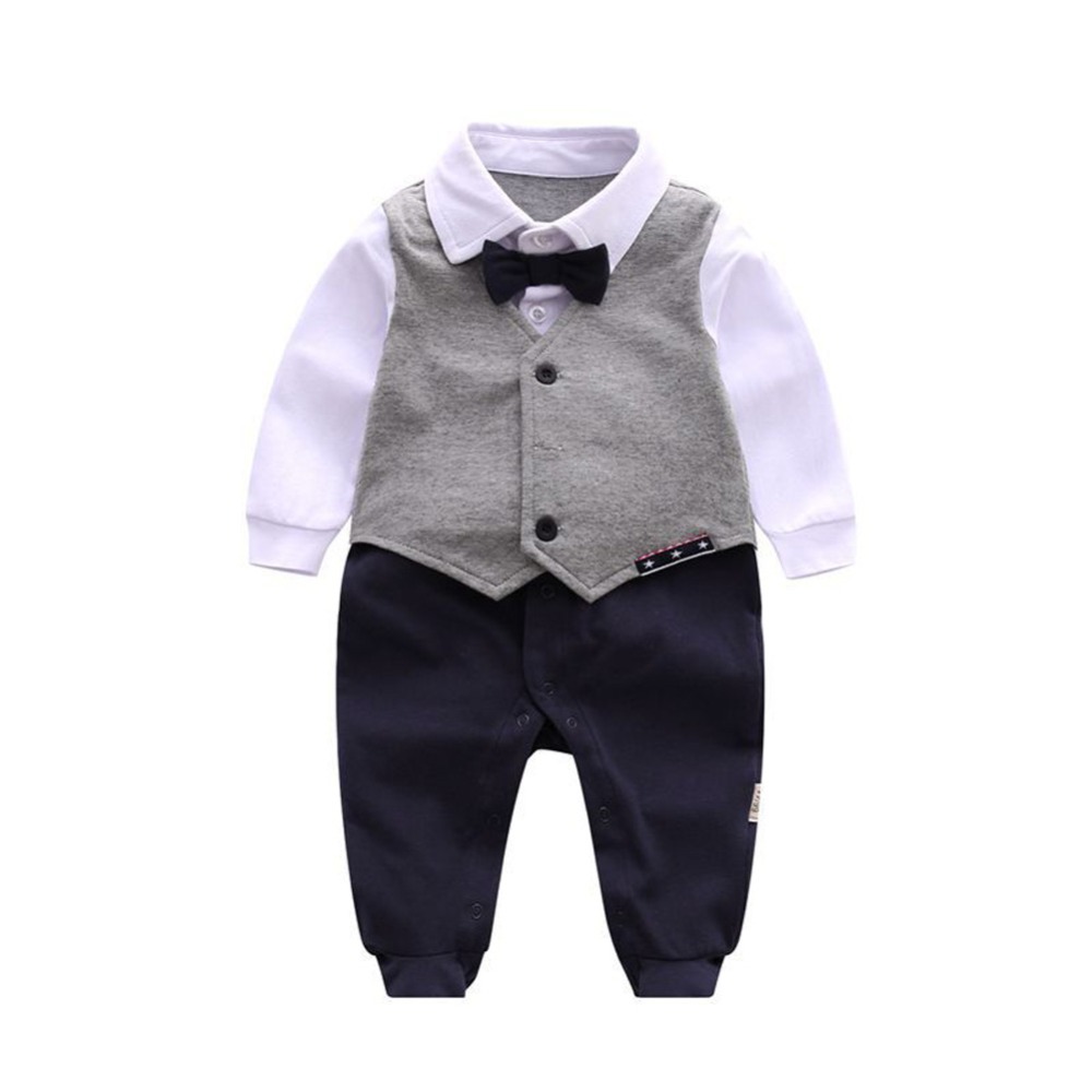 Бебе Момче Господин Romper Вест Tuxedo Jumpsuit 1pc Формална Облека Сет