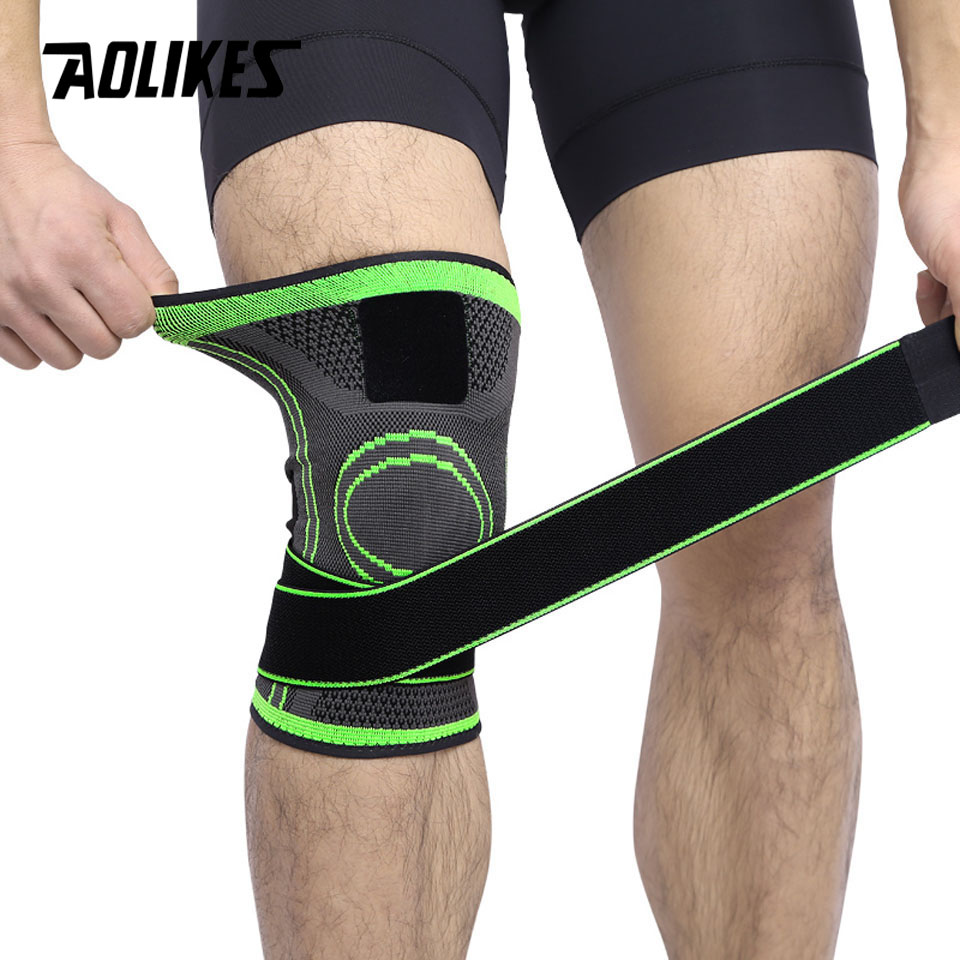 AOLIKES 1PCS Ремени под Притисок Спорт коленото влошки 3D ткаење кошарка, тенис пешачење возење велосипед коленото се подготвуваат за поддршка на професионални подлоги