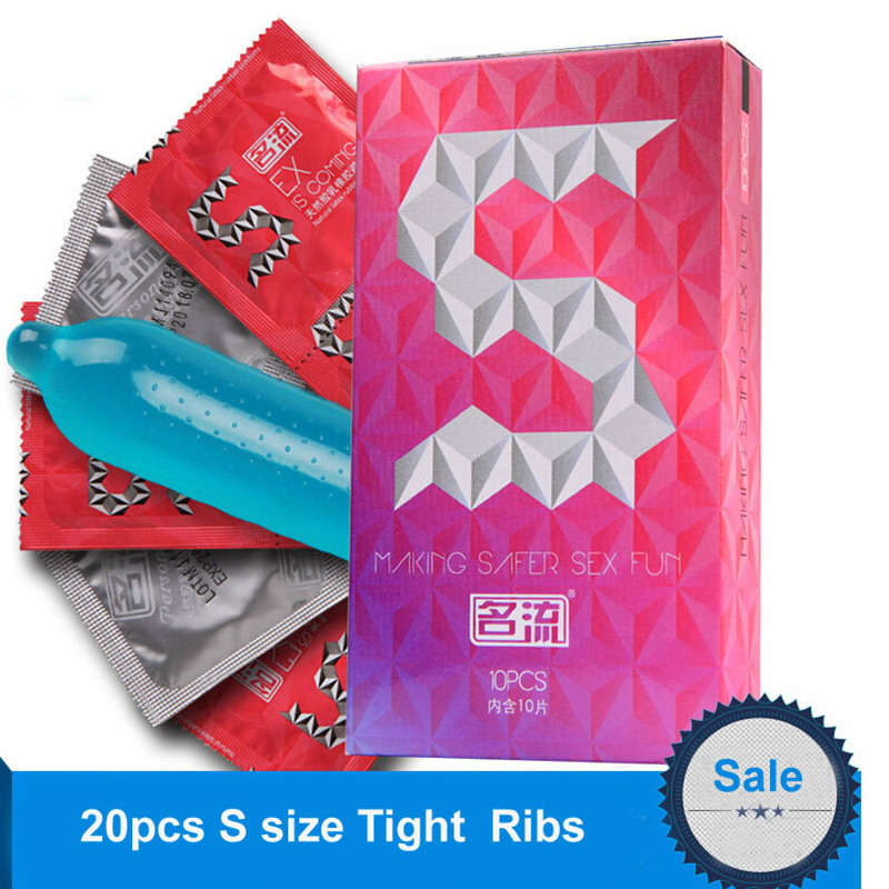 20pcs машки мали димензии тесни ribed шила кондоми долго доцнење на задоволство condones латекс кондом lubricantion секс играчки на производи