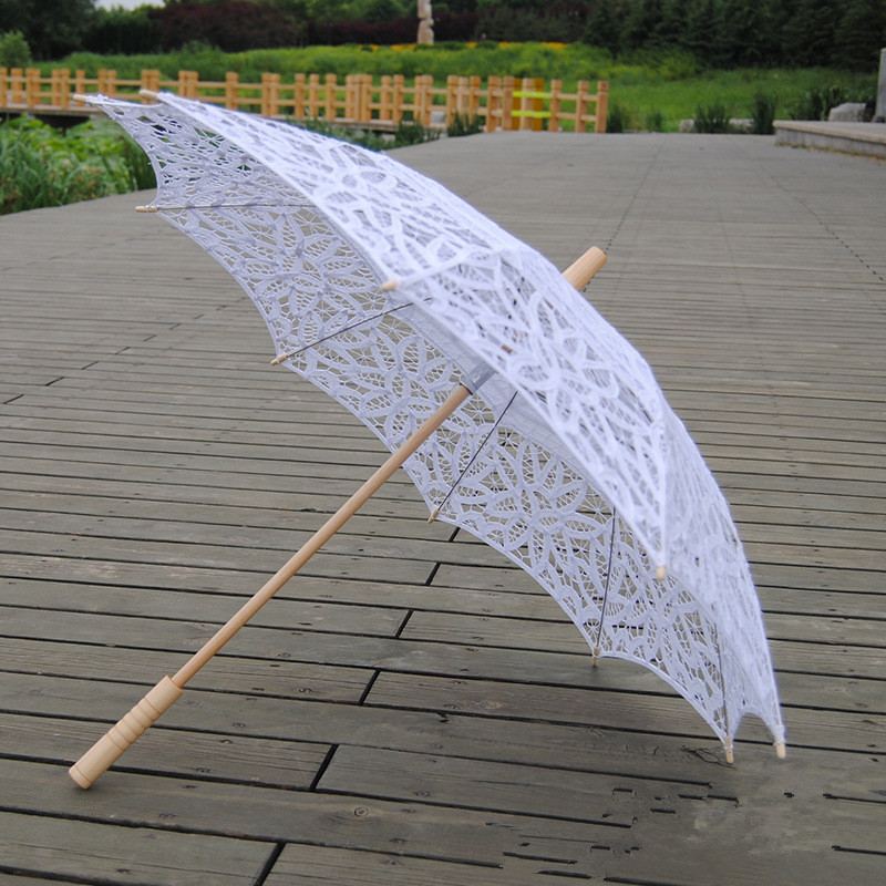 Нова Мода Чипка Сонцето Чадор Parasol Везови Невестата Чадор Бела Боја На Слонова Коска Свадба Чадор Ombrelle Dentelle Parapluie Mariage