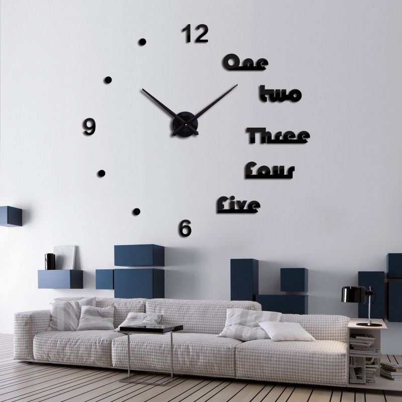 топла продажба ѕиден часовник модерна 3d голема кварц види часовници дневна соба акрилик огледало часовници дома декорација