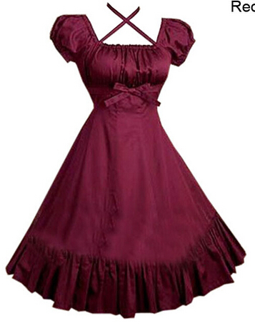 A8 Убава Готски Лолита Фустан Кратки ракави Маица, Фустан за Жените Cosplay Костими Ретро Фустани Прилагодени