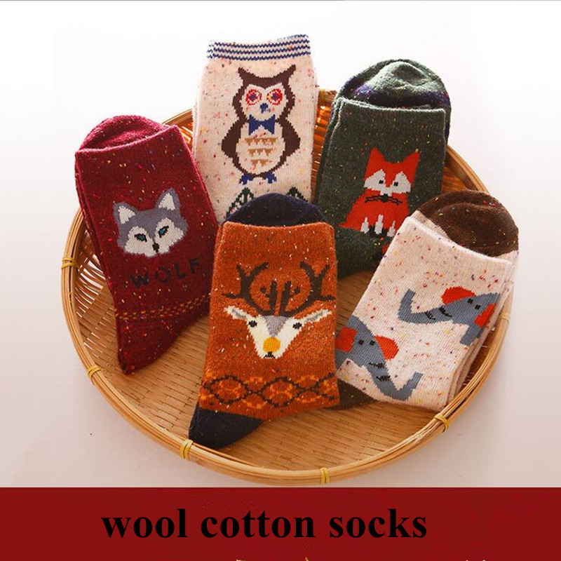 Нови дебели волна, памук жените чорапи есен зима Harajuku животинско був елени бренд прекрасна симпатична смешно чорапи