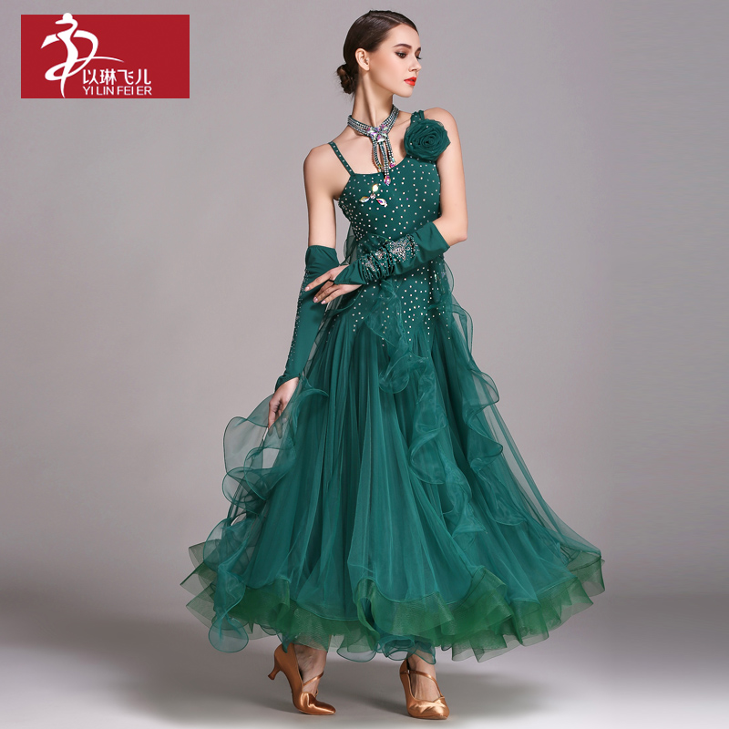 2017New жена Конкуренција ballroom Стандард танц облечи танц облека фаза ballroom фустан