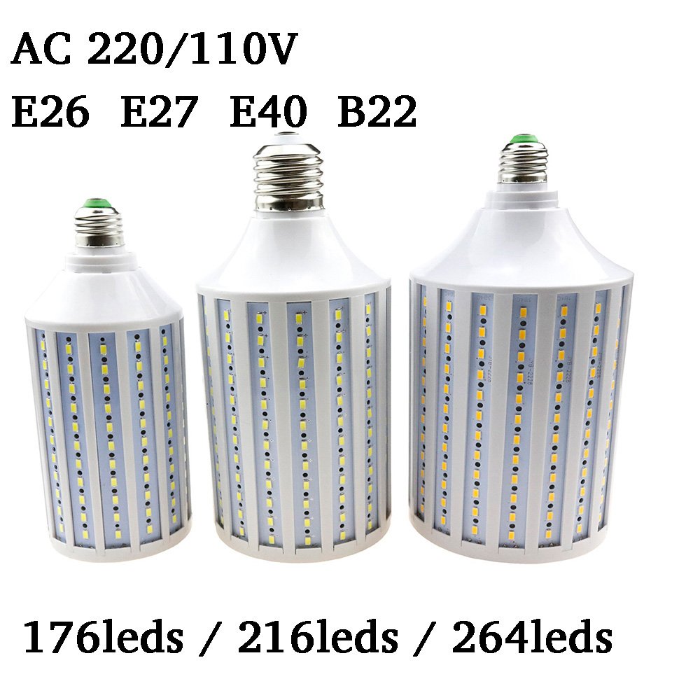 Супер Светло Lampada LED Светилка E26 E27 E40 B22 5730 5630 SMD LED Пченка Сијалица AC напон 220V 110V 176/216/264leds