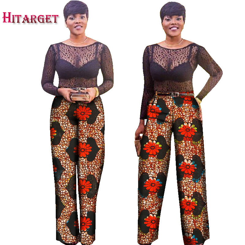 2017 лето жените африкански Batik печати панталони африкански печати теле-должина Лабава долго Широк нога панталони анкара