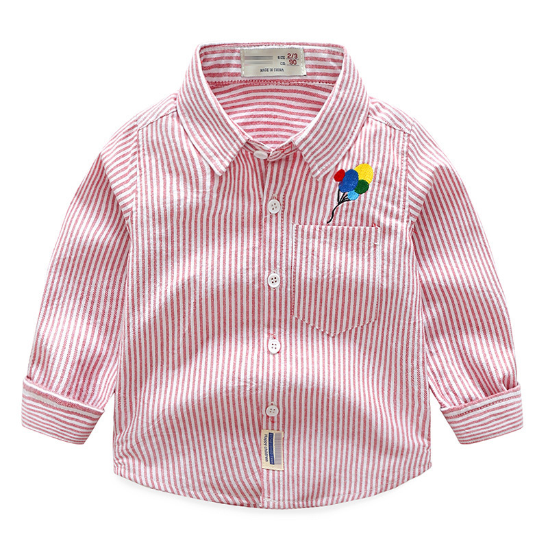 1-8 години момчиња есен clothiing Мода нови 2017 шарени ballon квалитет памучна розева кошула за момчиња деца outwear