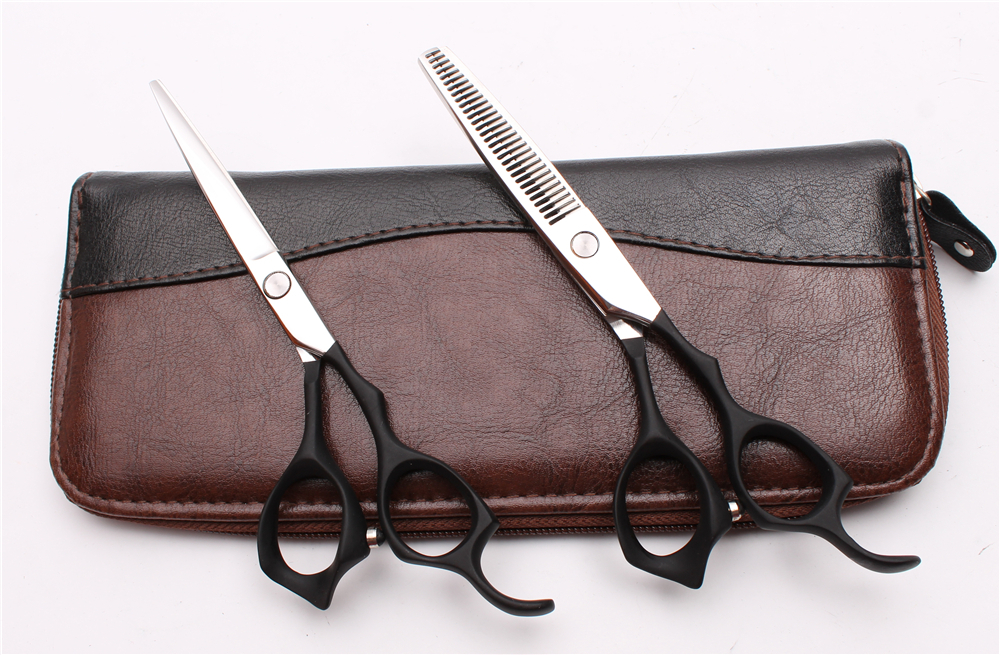 6 и 17,5 см Црна ЈП Прилагодено Лого Професионални Човечка Коса Ножици Фризерски Ножици за Сечење на Смолкнување Чистење