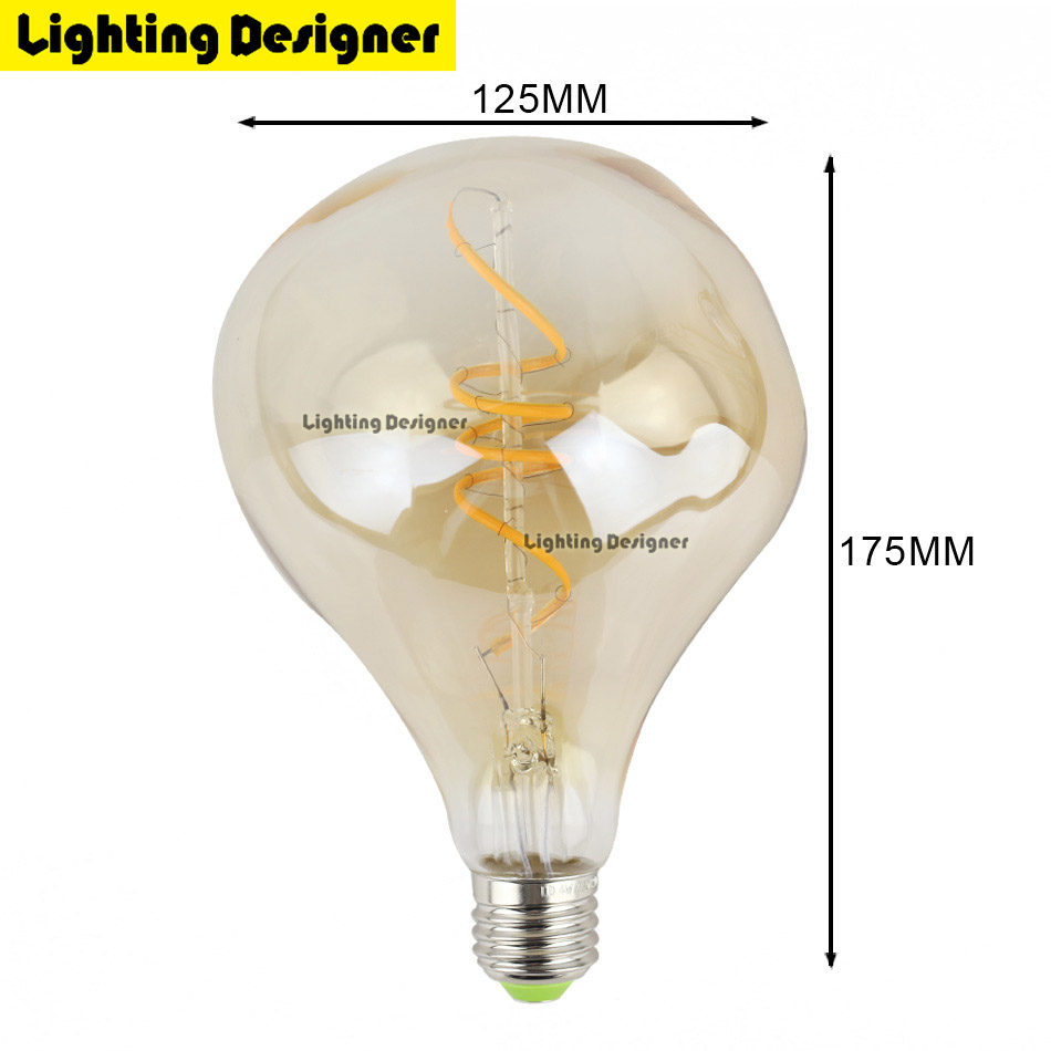 220V 4W Посебни G125 нов дизајн led lumiled сијалица спирала светло жолто ретро заштеда светилка гроздобер филамент меур топката сијалица E27 светлина