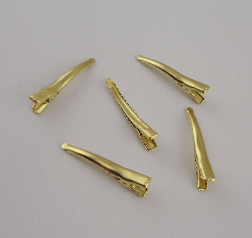 50PCS 4.5 cm 1.75 Златна обичен Метал Алигатор Клипови со мала дупка на олово слободни &nickle слободни за DIY коса додатоци