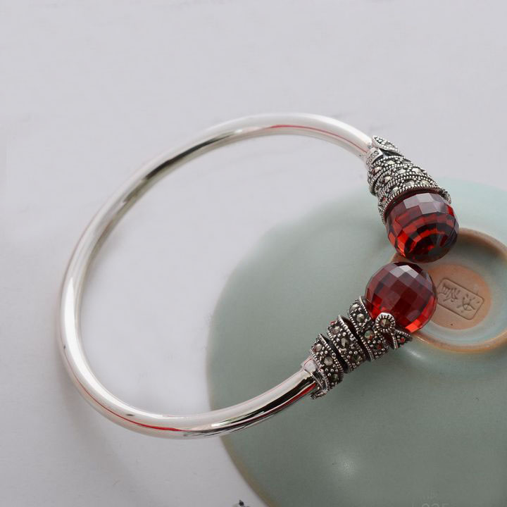 - сребро 925 чисто сребро тајландски сребро црвено циркон хривнија на жените рака прстен