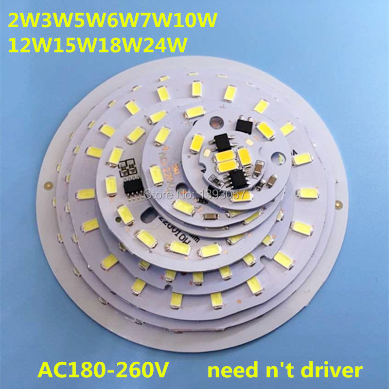 5pcs 220V Светилка Плоча 2W 3W 5W 6W 7W 10W 12W 15W 18W 24W LED PCB со SMD5730 Интегрирани IC Возачот Алуминиумска Плоча