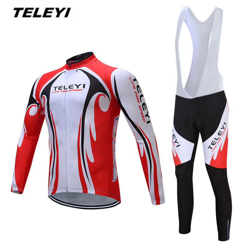 2017 TELEYI Црвено Бели Ropa Ciclismo Maillot MTB Велосипед џерси Лигавче Панталони Поставува Мажите Велосипедизам облека