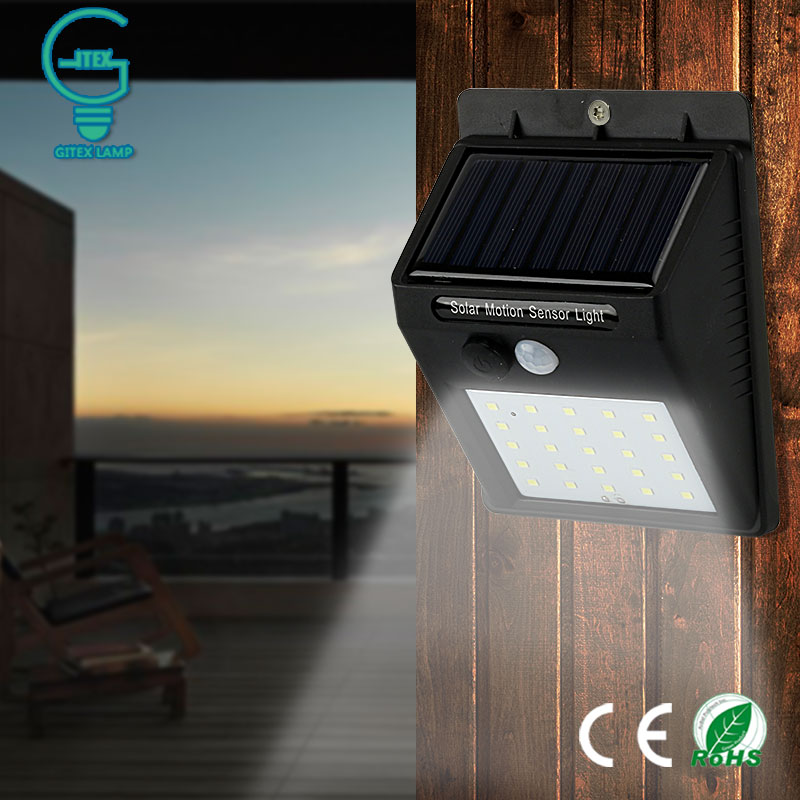 Gitex Отворено Соларна Светилка Водоотпорен ПИР Сензор за Движење Ѕид Светлина 6/25 LED Соларна Енергија Светлина Заштеда