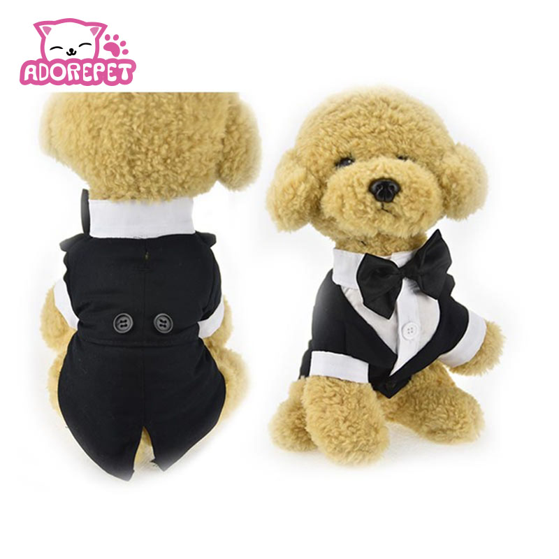Британски стил миленичиња куче Свадба Tuxedo облека Одговараат со лак вратоврска Господин облека Формално Партија куче