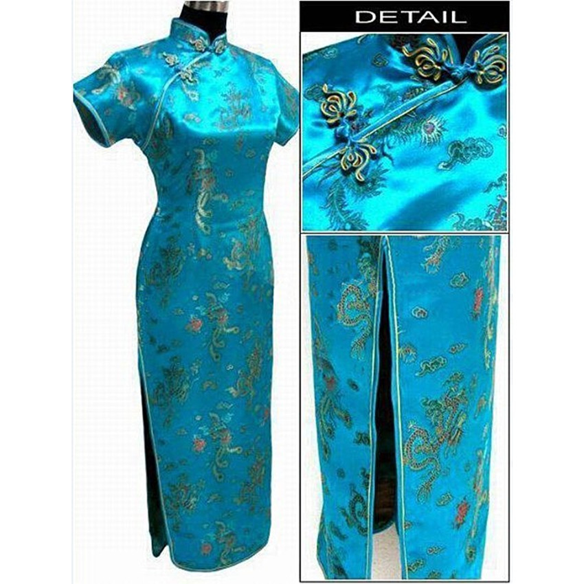 Злато Кинеската Традиционална Облека на Жените Сатен Qipao Змеј Phenix Долго Cheongsam Плус Големина S M L XL XXL XXXL 4XL 5XL 6XL LF-02