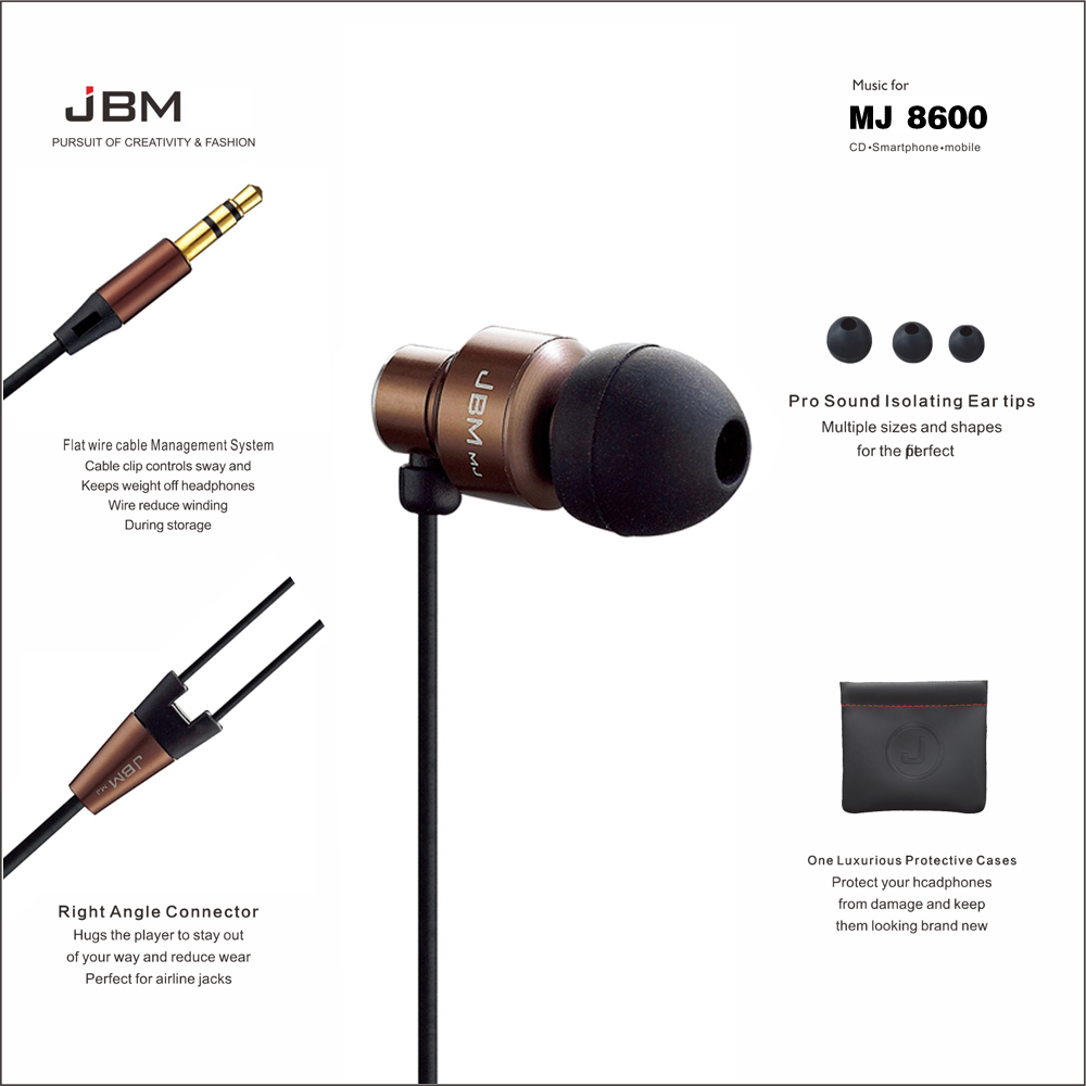 JBM MJ8600 Супер бас слушалки Метал-Уво, Мобилен Компјутер, MP3 Универзалната 3.5 MM јасен глас неверојатна звук Earbuds