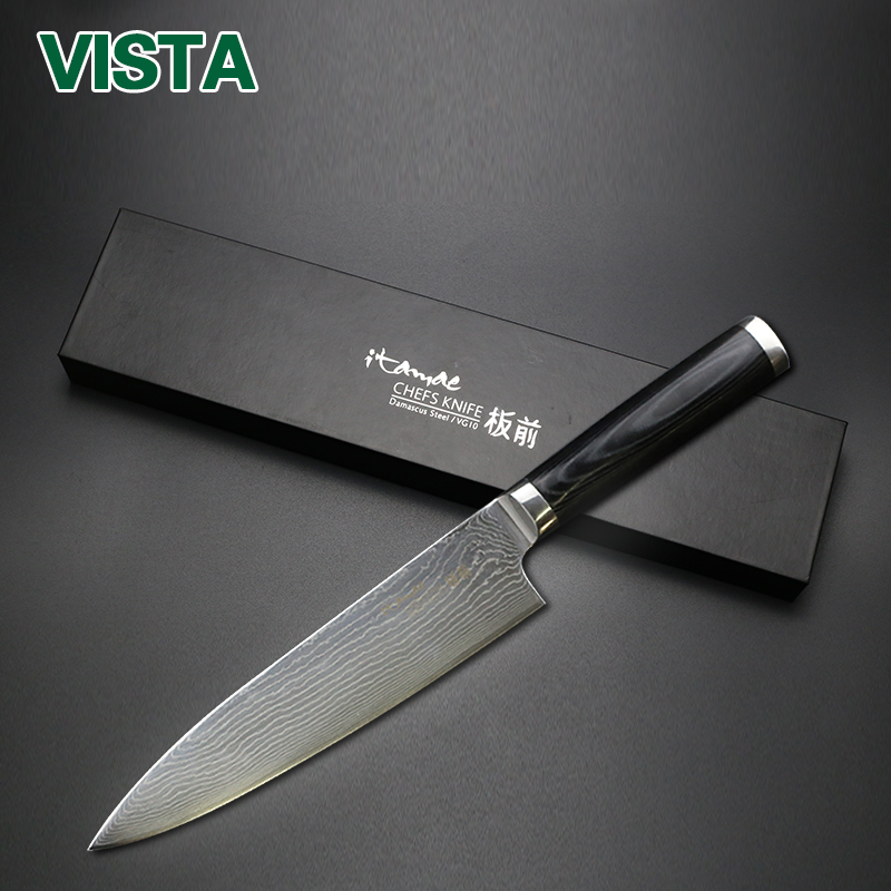 Дамаск Ножеви Кујната Готвач Нож 67 Слој VG10 Јапонски Дамаск од не ' Рѓосувачки Челик Ножеви 8 инчен Micarta Pakka Дрво Рачка