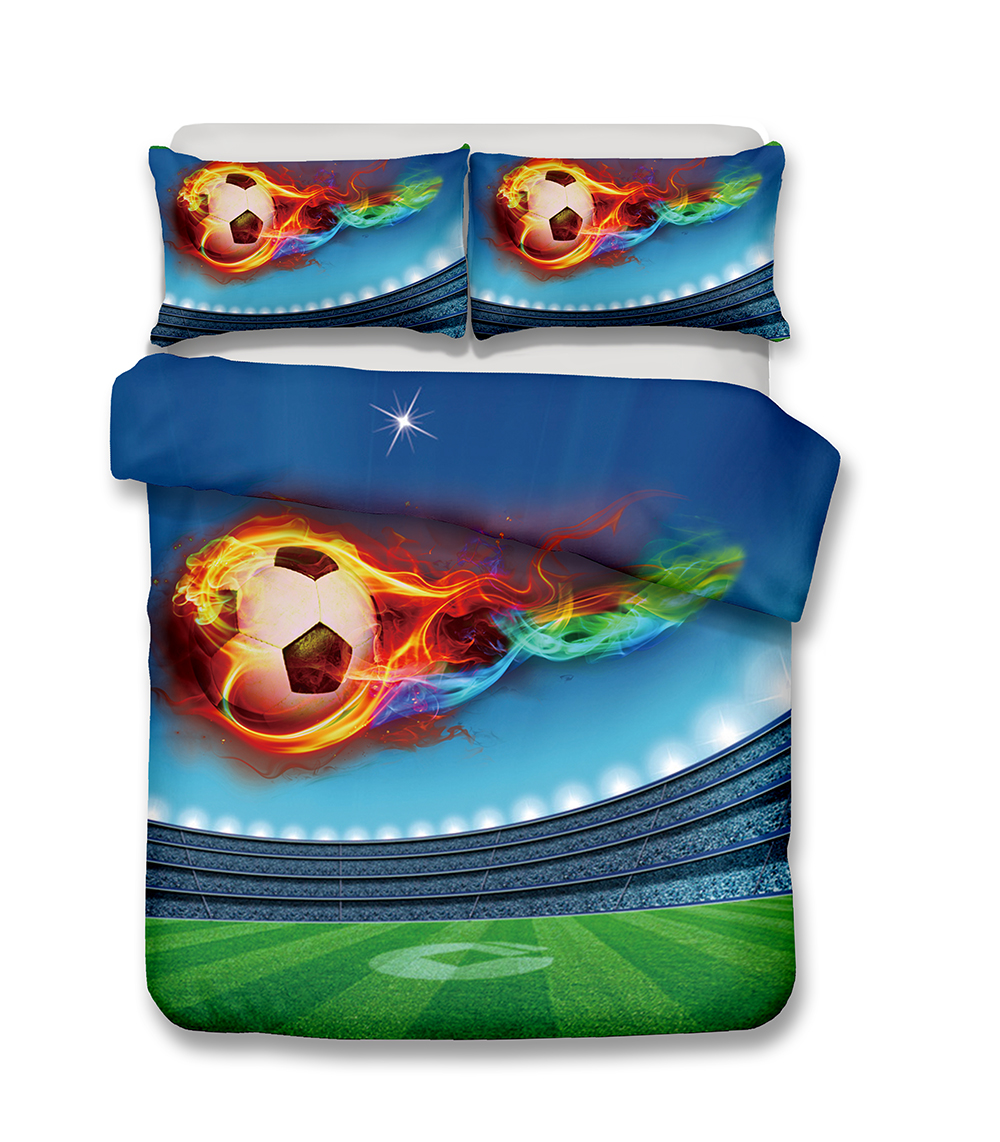HELENGILI 3D Постелнина Поставите фудбал Печати Прекривки покрие поставите lifelike bedclothes со pillowcase кревет поставите