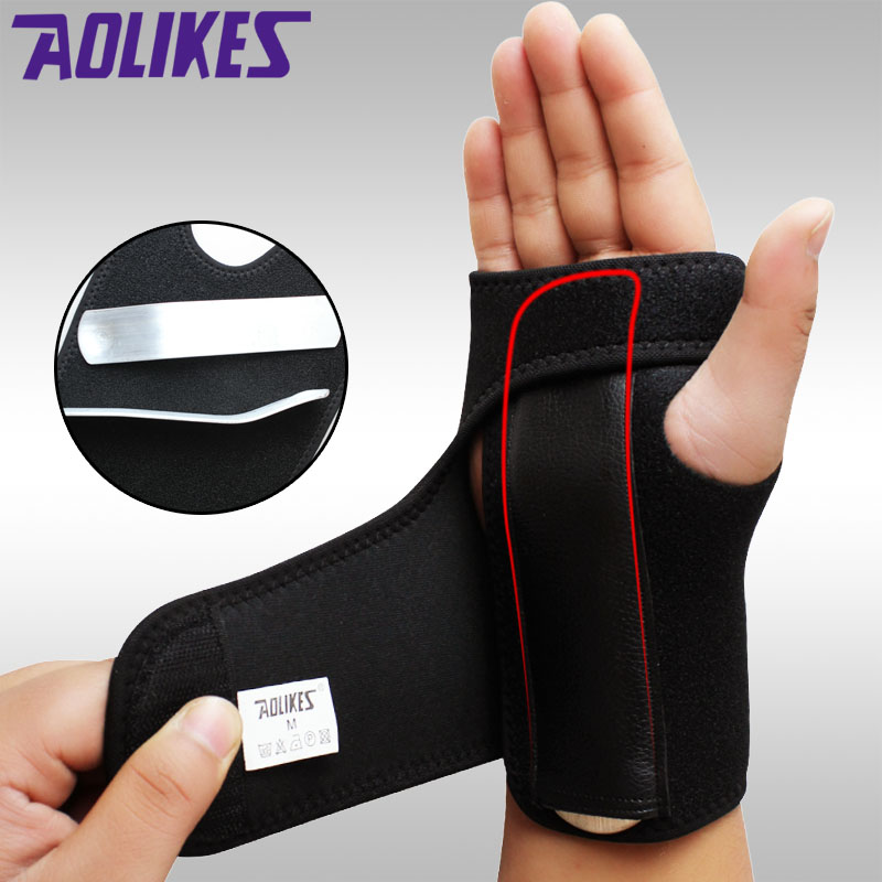 AOLIKES 1PCS се Прилагоди Wristband Челик Зглоб Подготвуваат Зглоб Поддршка Треска Фрактури Карпален Тунел Спорт Sprain Глувчето Рака Wristbands