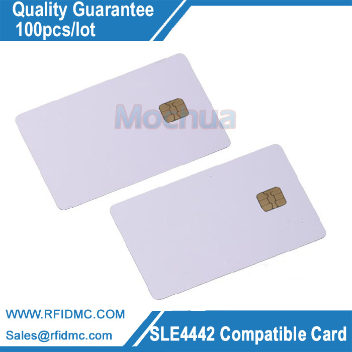 Празна Бела SLE4442 контакт чип пвц smart картичка