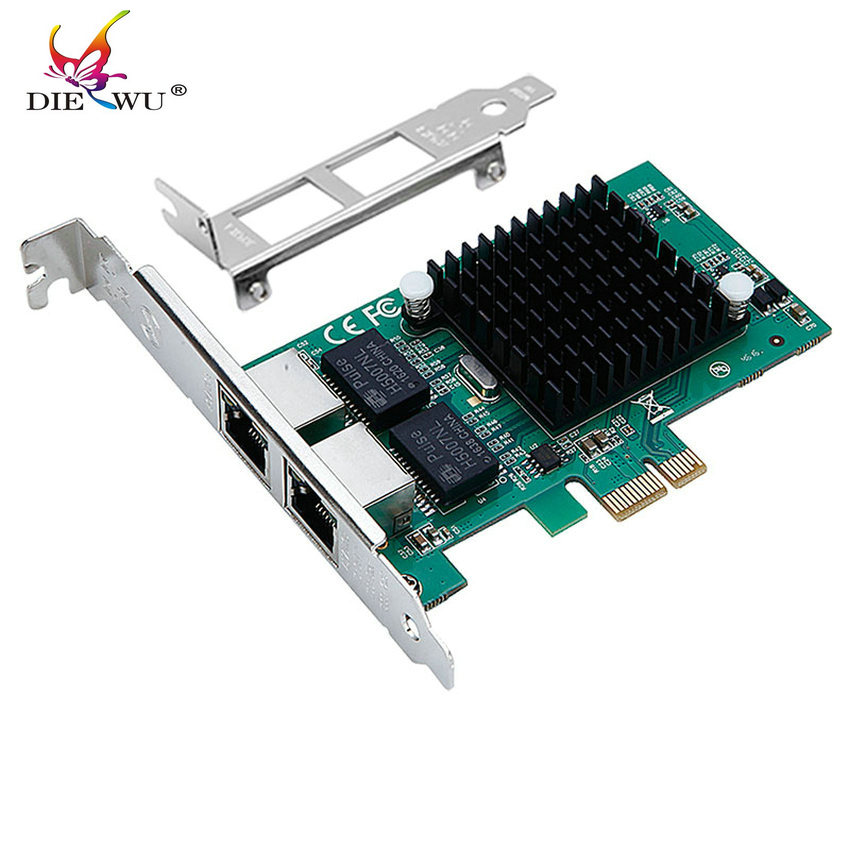 DIEWU Pci express gigabit Ethernet Серверот мрежна картичка pcie gigabit RJ45 rj-45 мрежна картичка Diskless подигање intel82575 чип