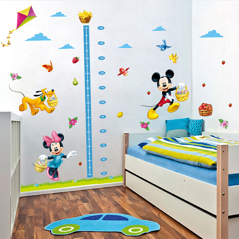 цртан филм мини мики маус раст на табелата висина мерка деца бебе бебе соба спална соба ѕид налепница декоративни дома