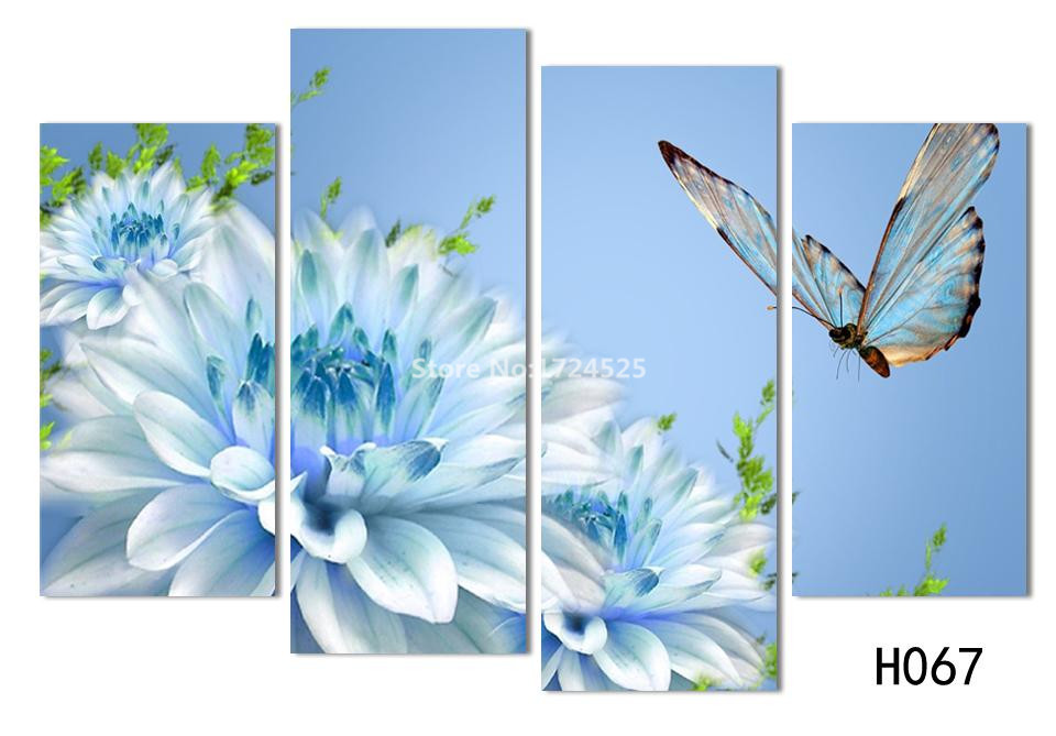CLSTROSE Директна Продажба на Продажба, Современи Бр 4 Панели Chrysanthemum И Пеперутка Цвет Голем Hd Слика Уметнички дела Дома Декорација