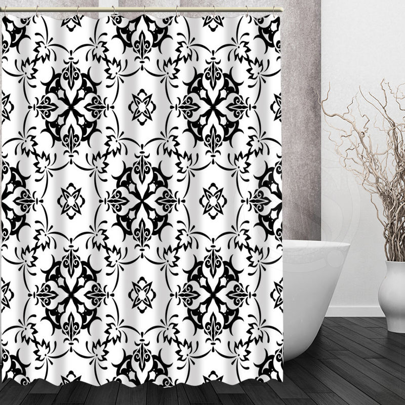 Ретро Црно бела шема на сопствени Туш Завеса Дома Декор Бања завеса за бања