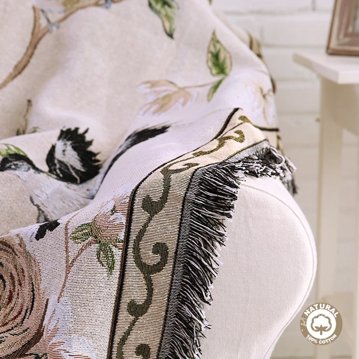 Класичната птица и цвет ќебе квалитет мултифункционален памук Предиво Плетени фрли зимската троседот покрие 125x150 декоративни ќебе