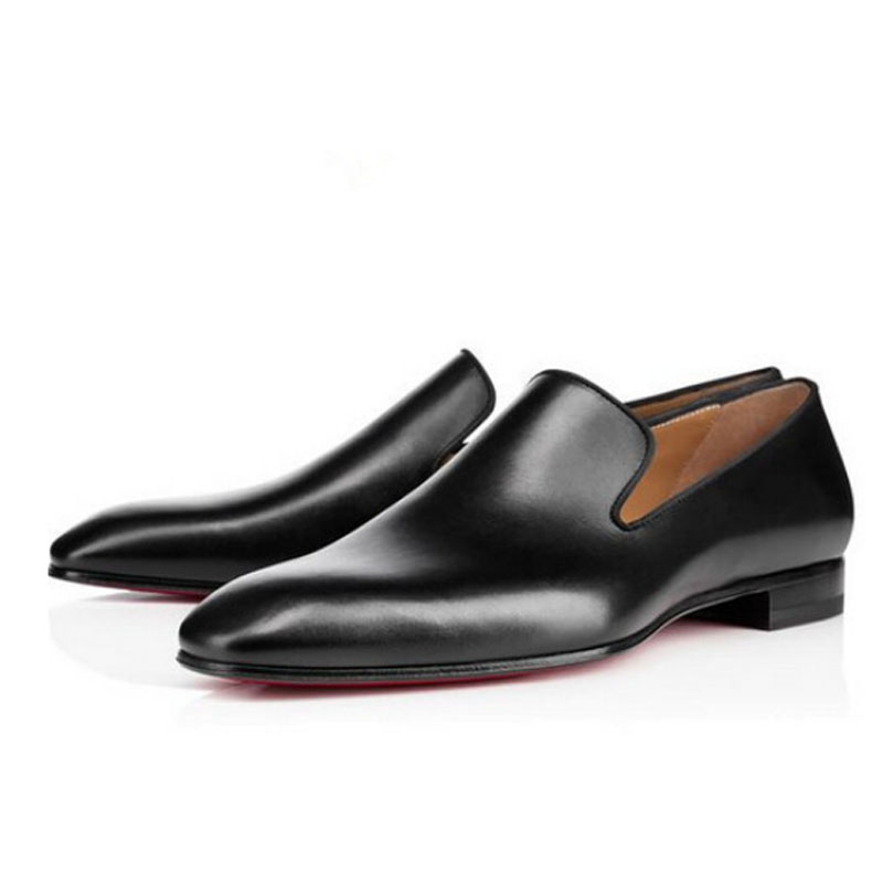 Врвен квалитет на мажите Концизен секојдневен чевли на Сопствен Бренд Red Bottoms Глуварче Станови Црна Патент Кожени