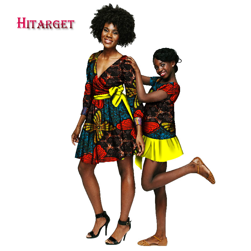 2017 Есен Африкански Долг Ракав Фустани за Жени и Девојка е Краток Фустан 2 Парчиња Заедно Африка Традиционална облека