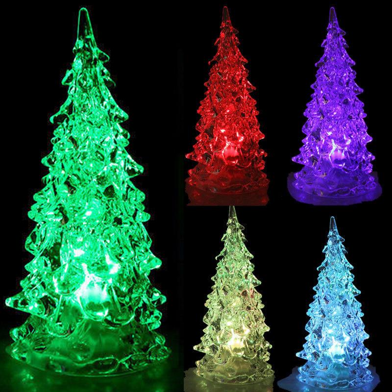 TFBC Боја се Менува LED Вештачки Кристал Божиќ Дрво Декорација БОЖИЌ Ноќ Светлина
