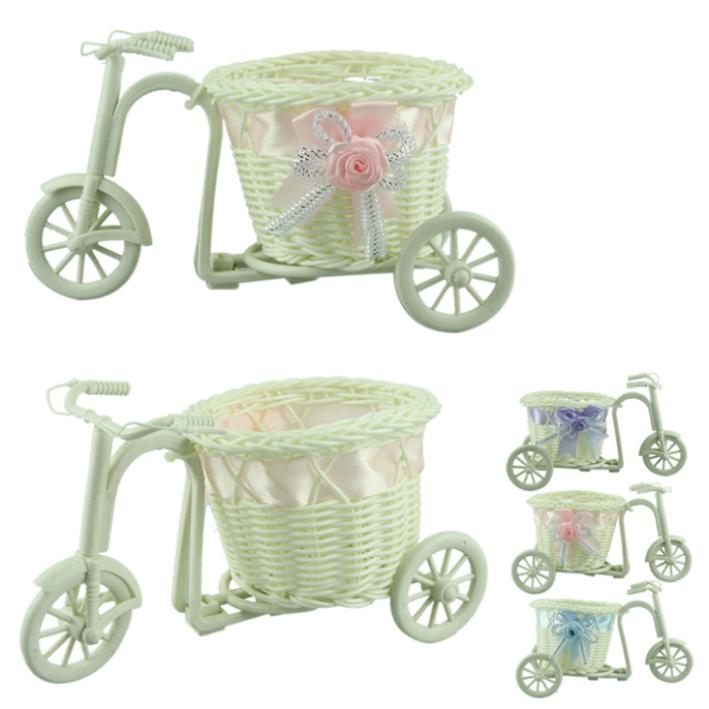 Нови 1pcs големи тркала круг кошница ратан лебди цвет вазна flowerpots контејнери мал цвет велосипед/цвет тенџере Розова
