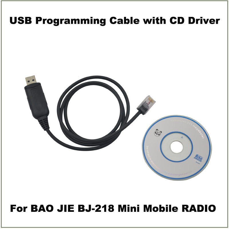 Топла Продажба USB Програмирање Кабел 8 pin RJ45 со CD Диск за Baojie BJ-218 мини Мобилен е Радио за Автомобил Transceiver