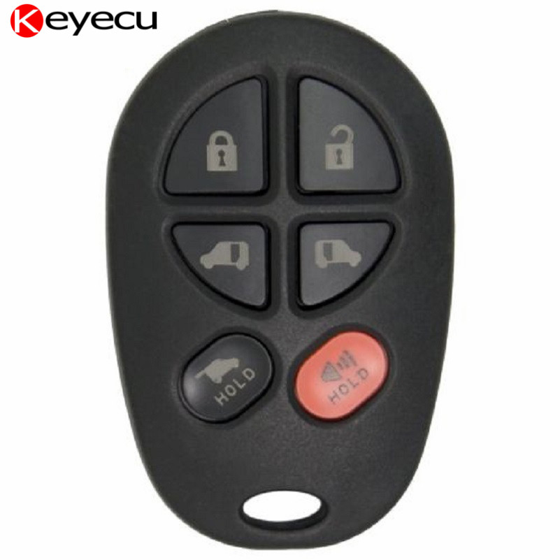 Keyecu 6 Копчето Keyless Entry Далечински Автомобил Копче Фоб за Тојота Сиена 2004 2005 2006 2007 2008 2009 2010 2011