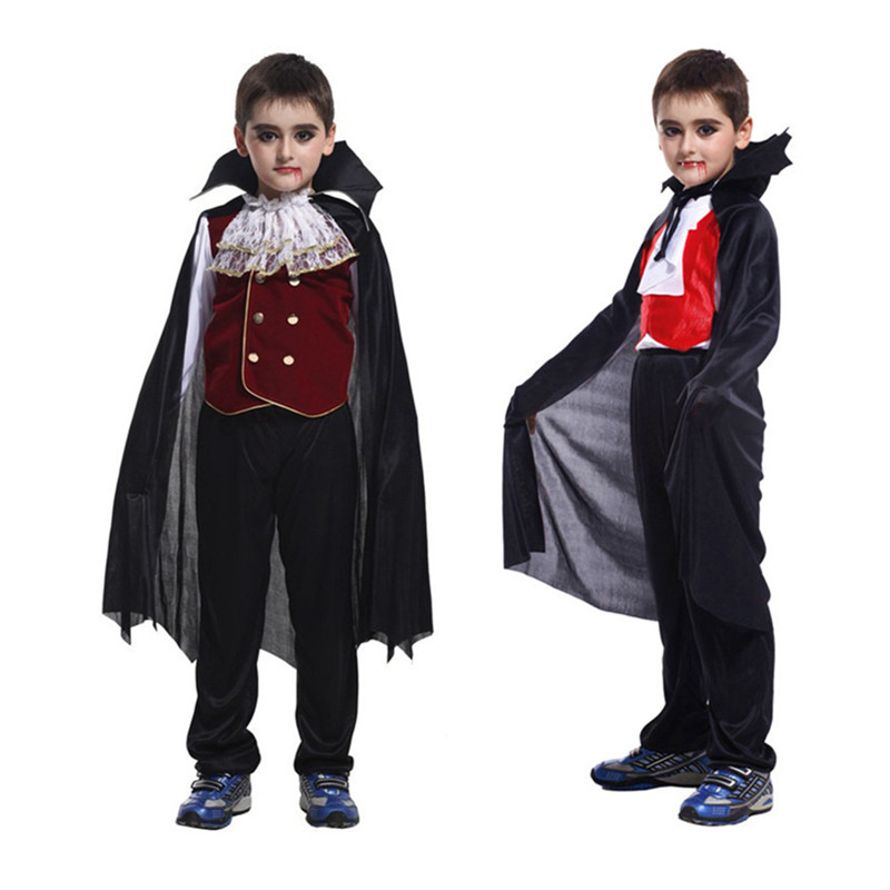 Деца Вампир Семејство Костими Деца ноќта на Вештерките Костим Момчиња Вампир Принцот Смета Cosplay Поставите Le Comte de Monte-Cristo Облека