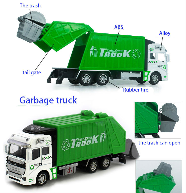 камион ѓубре камион превозникот возило отпад камион резервоарот автомобил еко-пријателски автомобил транспорт возило модел играчка како подарок за момче деца