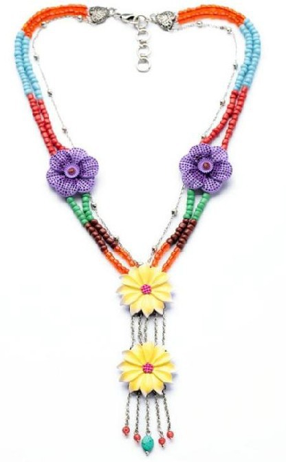 2014 Нов Дизајн Мода Луксузни Накит Multicolor Цвет Жена Изјава Ѓердан Ѓердани