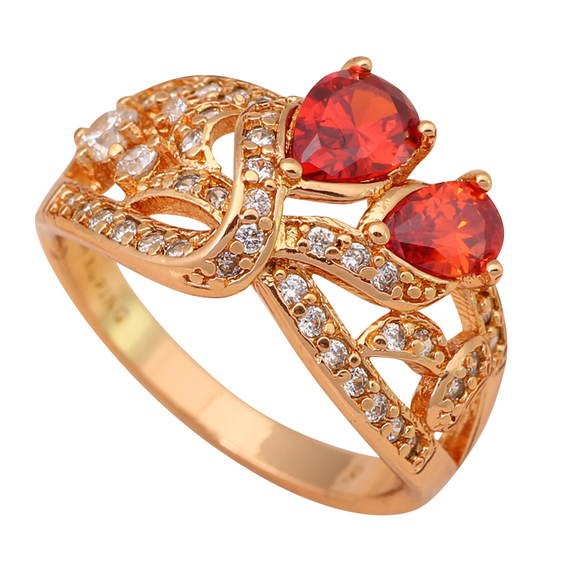Кралската Црвениот кристал Злато Тон Здравје Мода Накит Никел & Доведе Слободни Златна Елемент Прстени Големина 6.5