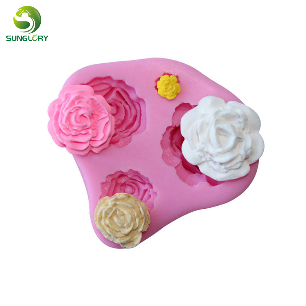 Фондан Силикони се Зголеми Мувла 3D Цвет Силикони Торта Калап За Печење Свадба Декорација Cupcake Мувла Gumpaste Bakeware Розова Боја