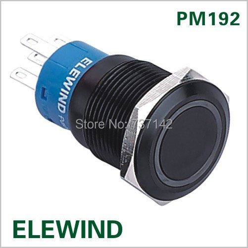 ELEWIND 19mm Прстен осветлени latching притисни копче за префрлување(PM192F-22ZE/Б/12V/A)